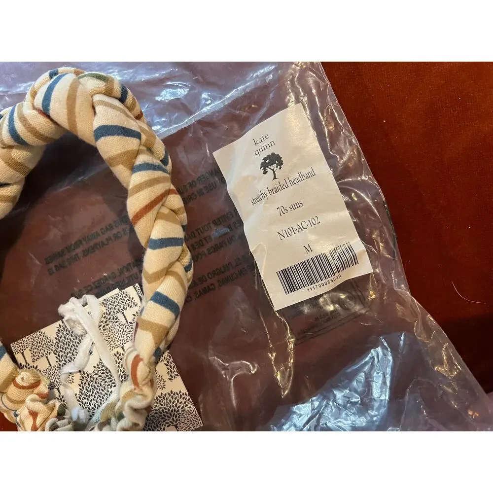 NWT Kate Quinn 70s Sun Organic Cotton Stretchy Braided Headband M Medium